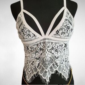 WENXI Elegant Sexy White Triangle Lace Bralette Lingerie Size Small